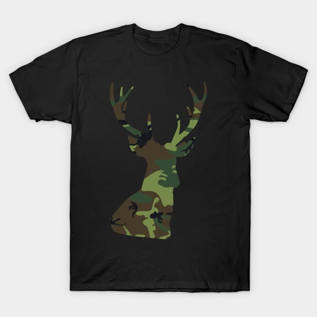 Camo Buck T-Shirt by richardsimpsonart